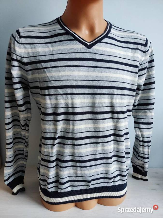 Sweter serek Springfield w paski szaro kremowo Głuchołazy sprzedam