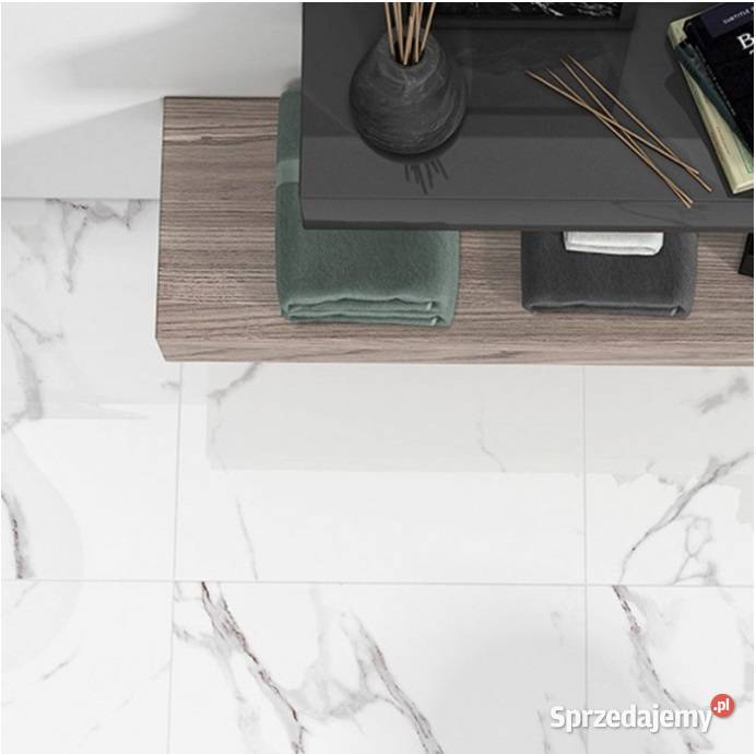 Gres polerowany BIAŁY MARMUR 160x80 POŁYSK Łask