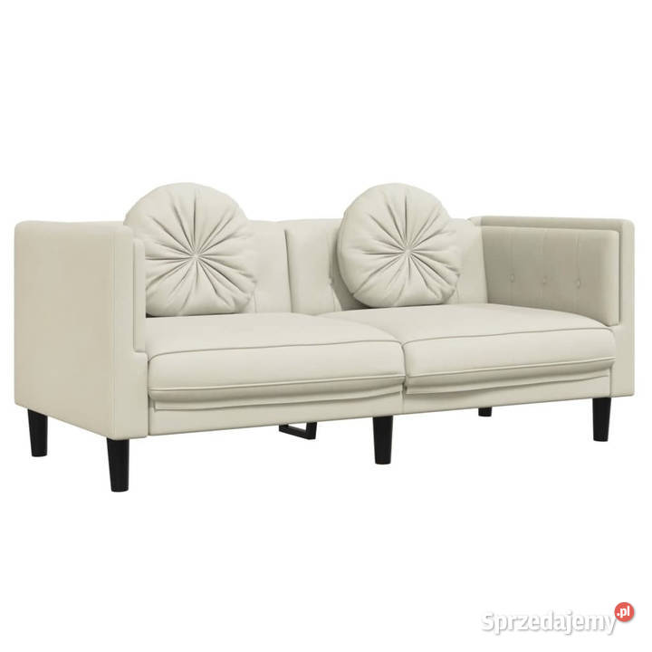 Sofa 2osobowa z poduszkami kremowa aksamit Warszawa