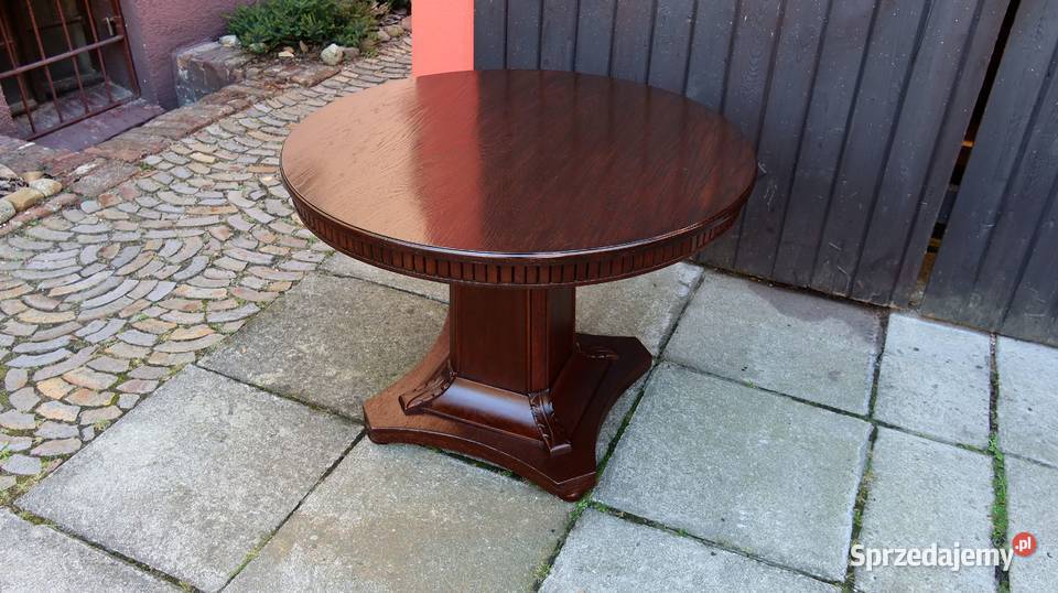 Unikatowy Okrągły Stół Stolik Kawowy Dąb 1920 r Ziębice