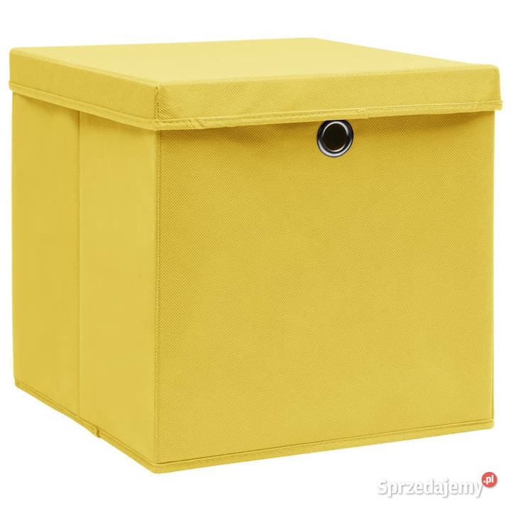 Pudełka z pokrywami 10 żółte 32x32x32 tkanina sprzedam
