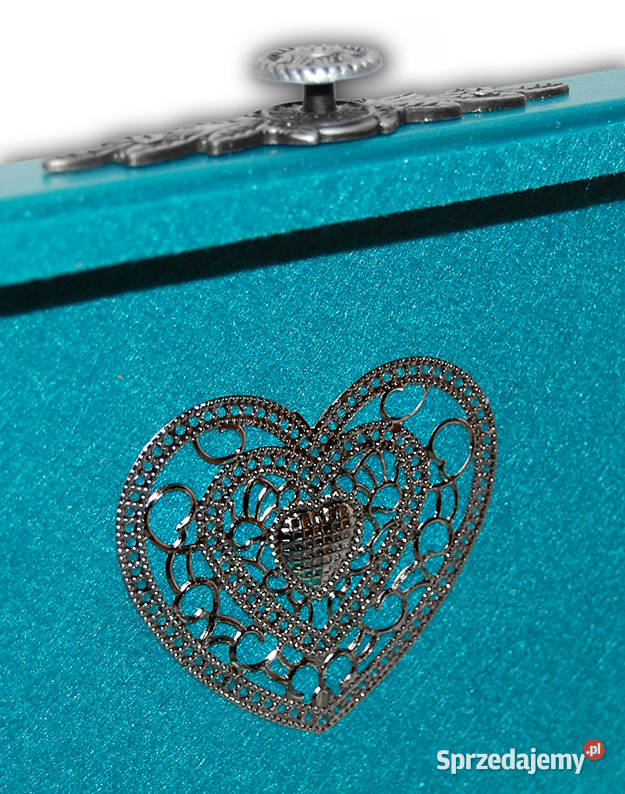 SZKATUŁKA drewniana AMOREK turkus srebro Bydgoszcz sprzedam