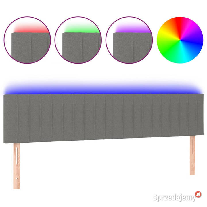 Zagłówek do łóżka z LED ciemnoszary 160x5x7888 Łóżka i materace Warszawa