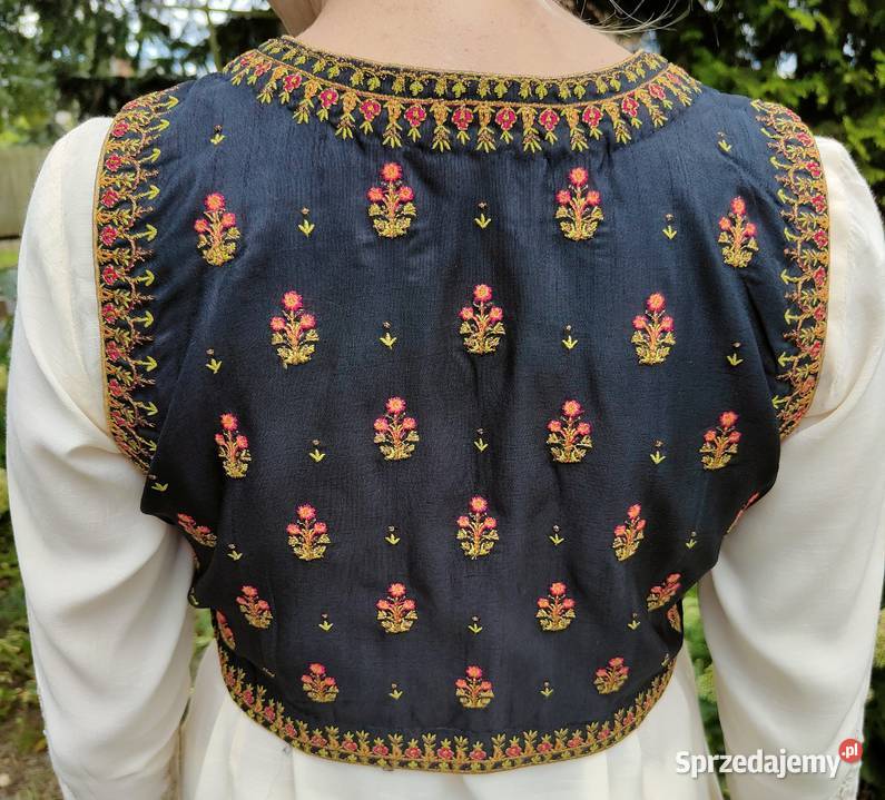 Czarna kamizelka bolerko gorset S 36 etno folk kolorowy Szczecin