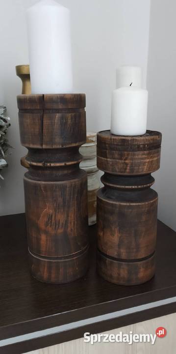 Świeczniki drewniane toczone dekoracje ślubne Dekoracje i ozdoby Poznań