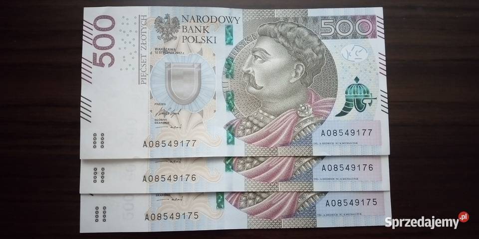500 złotych seria AO numery sobie 2017 Numizmatyka Lublin