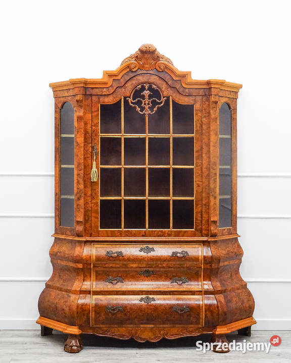 Stylowa Solidna Wysoka WITRYNA szuflady ORZECH 207cm Kalisz