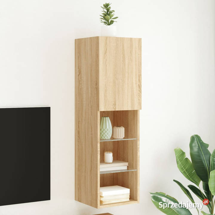 Szafka TV z LED dąb sonoma 305x30x102 WM837019 Warszawa