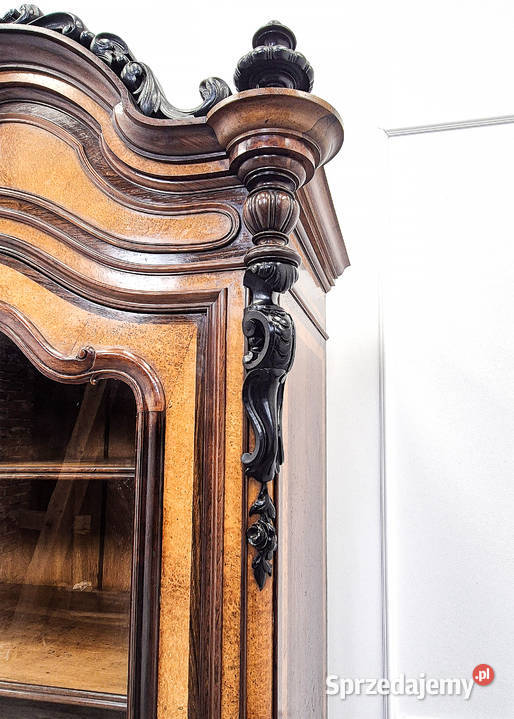 Witryna FRANCUSKA wysoka brzozowa rzeźbiona 58cm