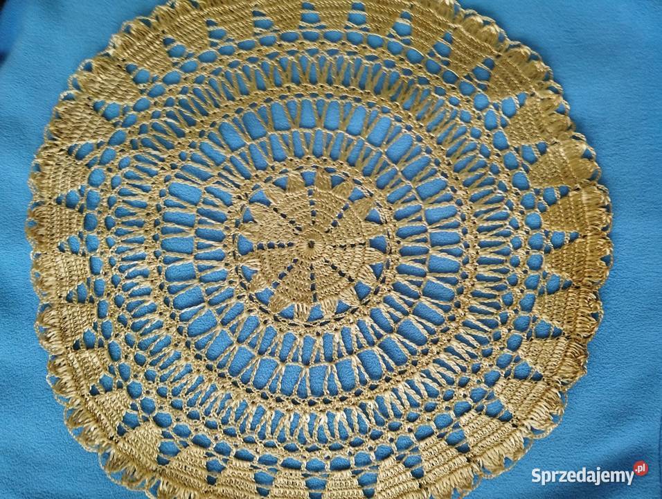 Serweta złota szydełkowa nowa 45 rękodzieło dolnośląskie Bolesławiec