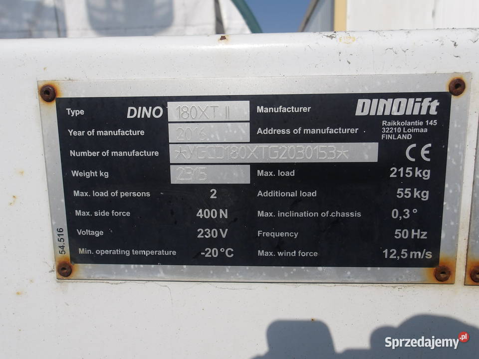 Podnośnik koszowy na przyczepie Dinolift DINO Rok produkcji 2016 Pleszew