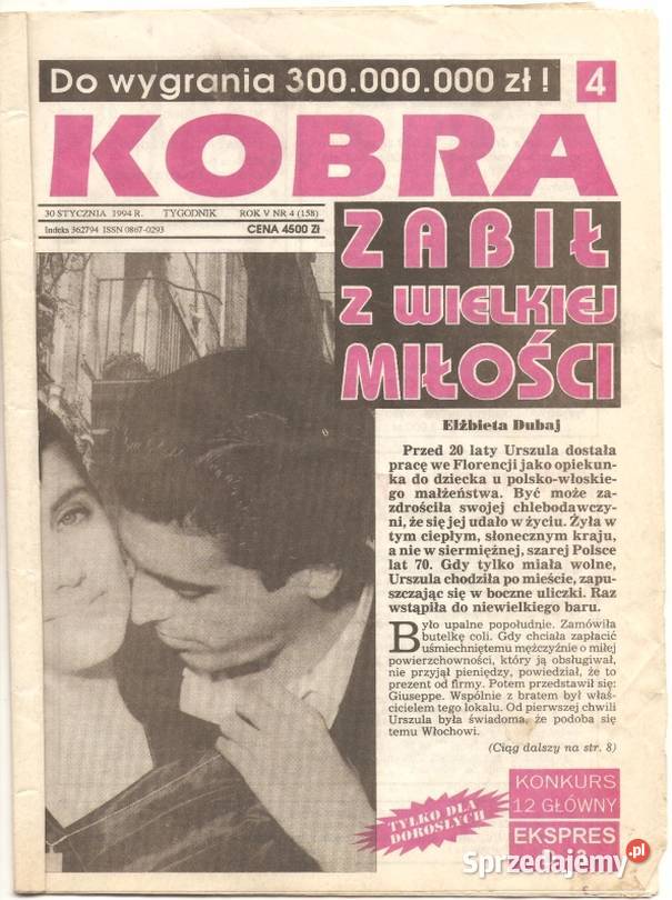 CZASOPISMA PRASA KOBRA 1992 1993 1994 WYPRZEDAŻ Czasopisma Bydgoszcz sprzedam