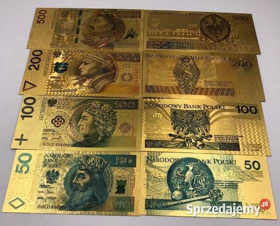 ZŁOTE Banknoty 24 Karat Dolar Euro Jan Paweł Sosnowiec