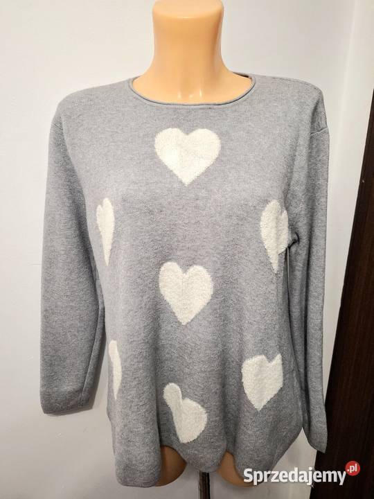 4042 Swetr szary serca sprężysty Swetry i golfy Braniewo