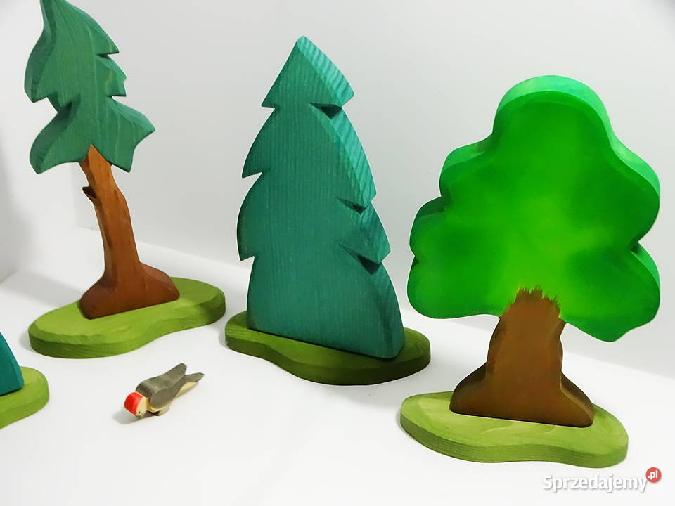 Zestaw ręcznie wykonanych drewnianych figurek Biłgoraj