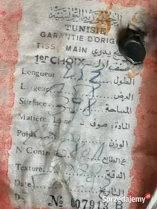 Wełniany oryg dywan tunezyjski z certyfikatem małopolskie Kraków sprzedam
