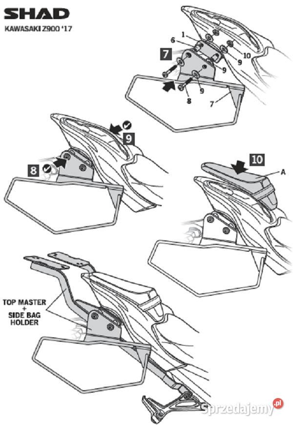 SAKWY BOCZNE STELAŻ KPLKAWASAKI Z900 1721 SHAD Mrągowo sprzedam