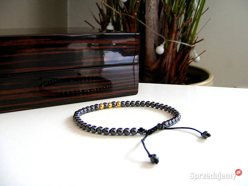 Bransoletka Wojownika 18k złoto hematyt stalowy Zgierz