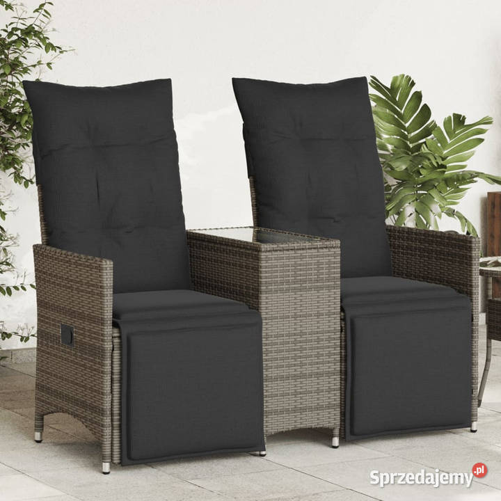 Rozkładana sofa ogrodowa 2 os ze stolikiem szara Warszawa