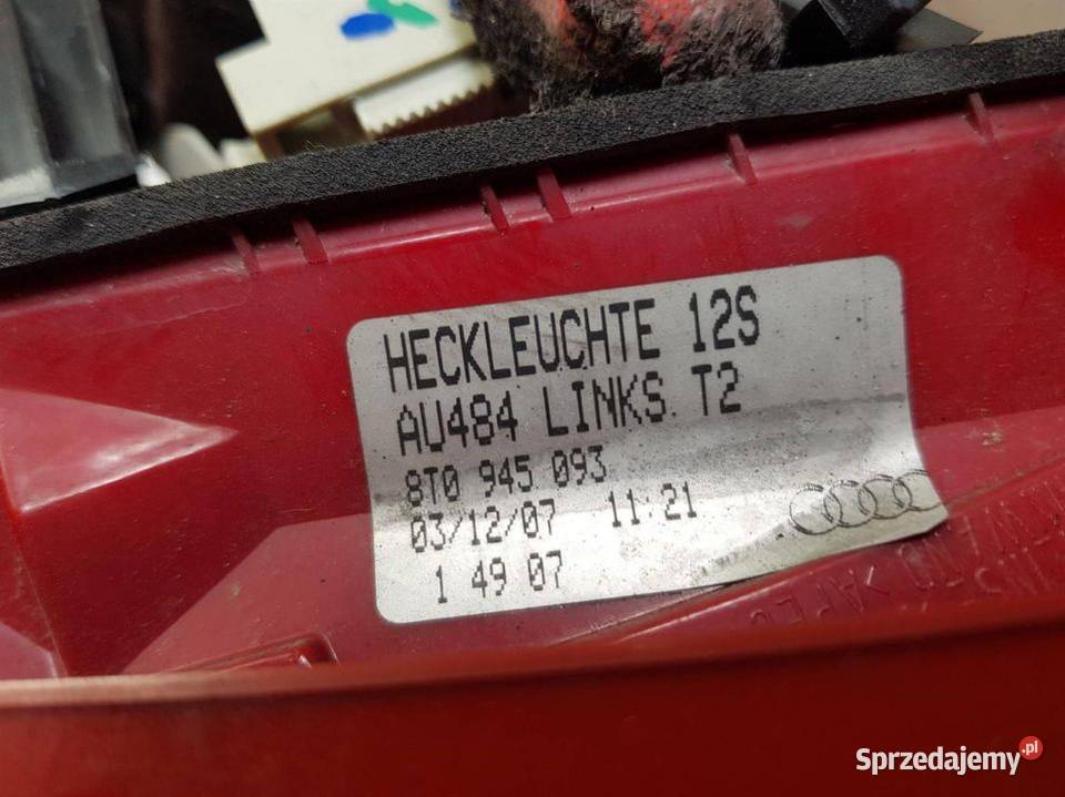 LAMPA W KLAPE LEWA 8T0945093 AUDI A5 Lipno sprzedam