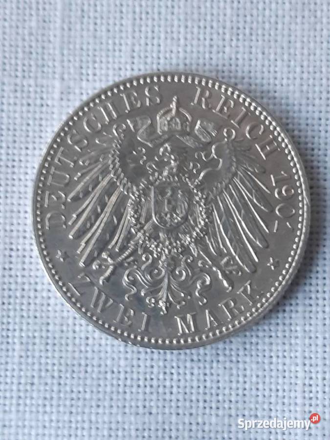 Niemcy Prusy Wilhelm II 2 marki 1901 200 lecie Numizmatyka Potulice sprzedam