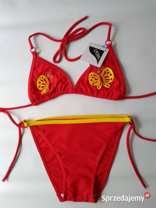 Kostium kąpielowy na 140 dziewczęcy czerwony łódzkie