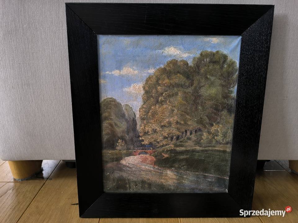 Piękny obraz olejny na płótnie pejzaż Łódź sprzedam