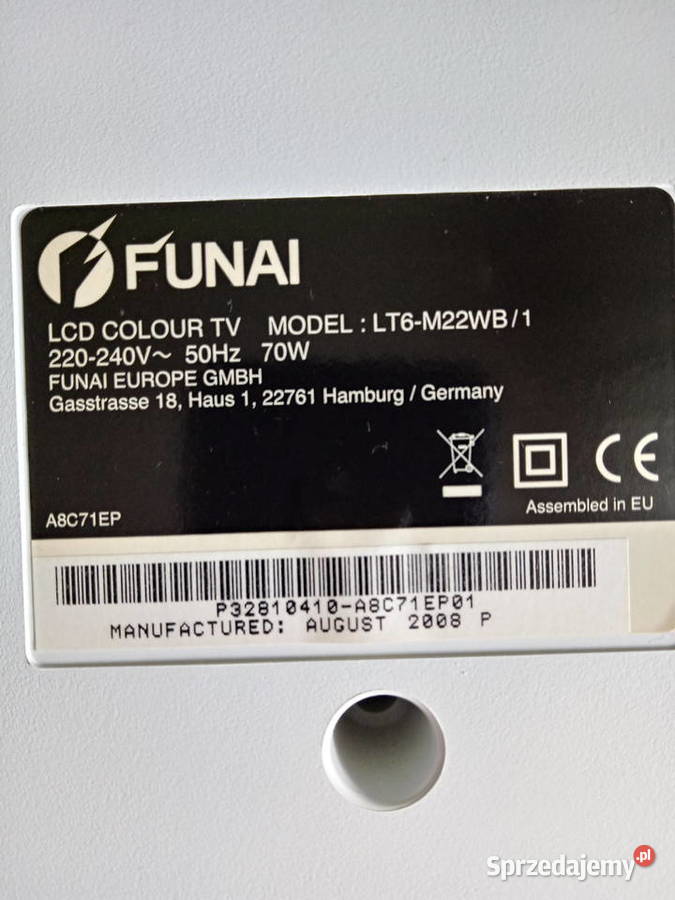 Telewizorek 22 Funai kujawsko-pomorskie Toruń
