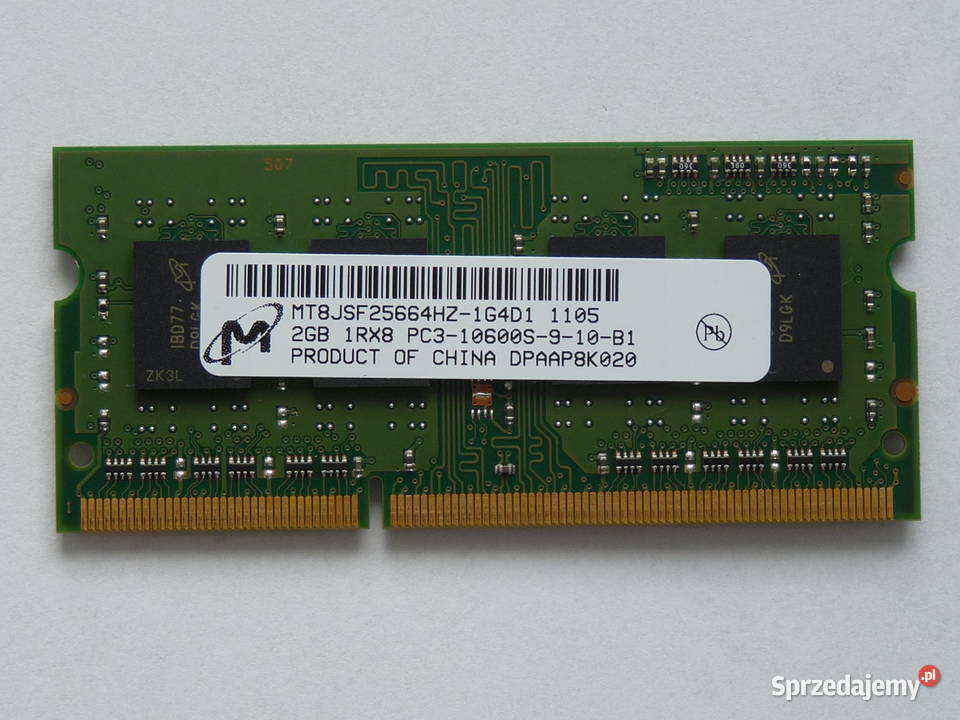 Pamięć RAM 2 GB DDR3 SODIMM 1066 MHz DDR3