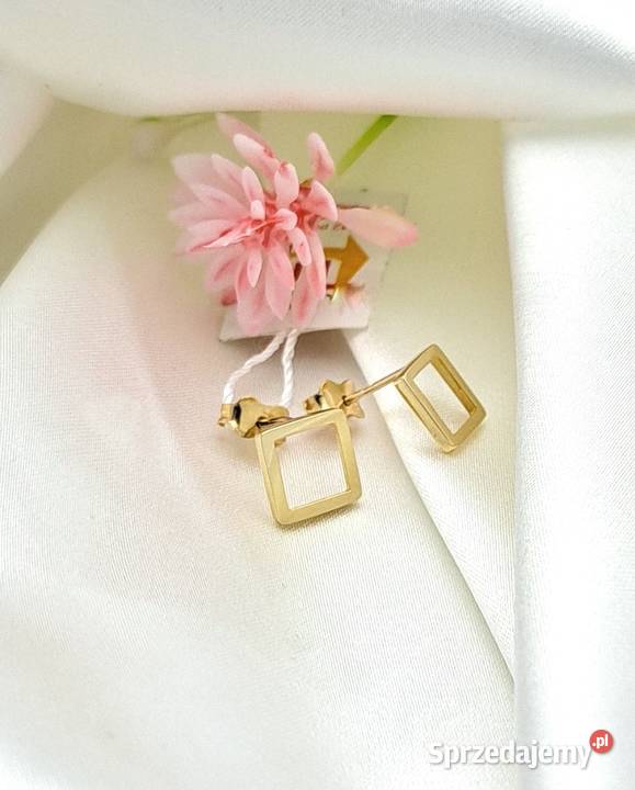 Kolczyki Złote pr585 Kwadraty sztyft Z142 wielkopolskie Poznań sprzedam