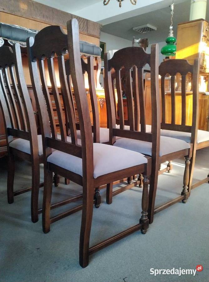 Stylowe krzesła dębowe komplet 6 sztuk Białystok sprzedam
