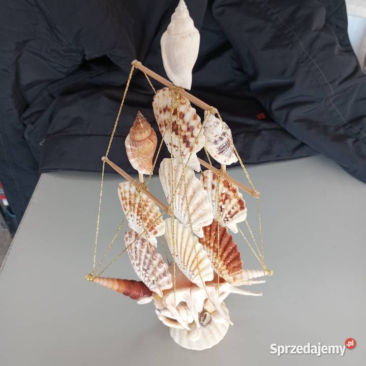 Statek z muszli pamiątka żaglowiec z muszli Złotoryja