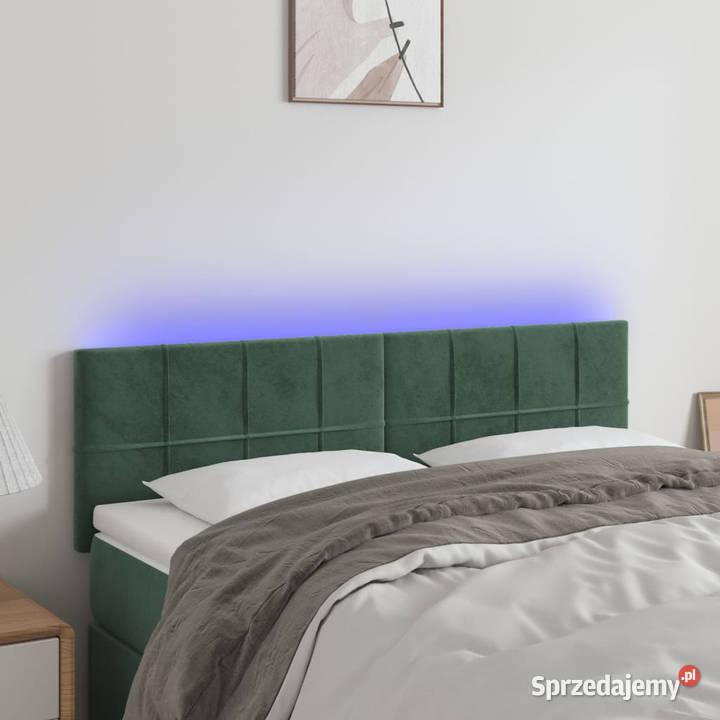 Zagłówek do łóżka z LED ciemnozielony 144x5x7888 mazowieckie Warszawa