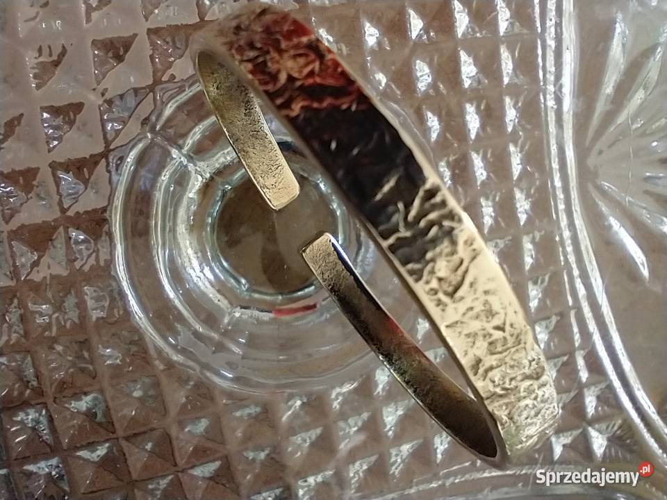 Wąska złota bransoletka mosiądz metaloplastyka