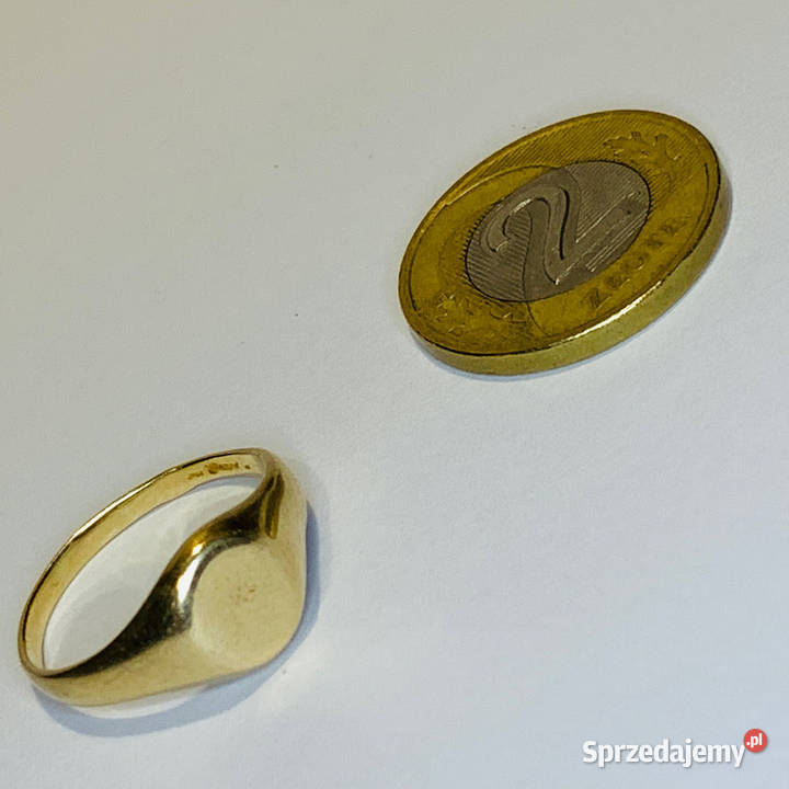 Złoty SYGNET damski 14K SUBTELNY gładki TOP r15 złote Warszawa