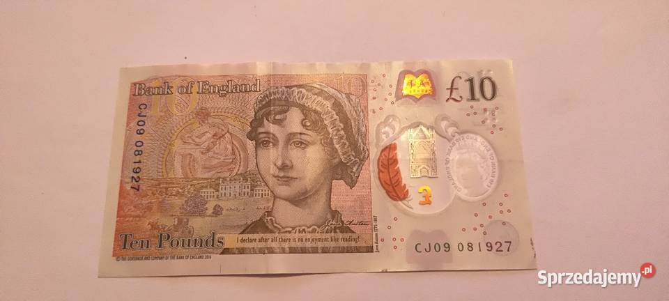 Banknot 10 funtów brytyjskich 2016 Siemianowice Śląskie sprzedam