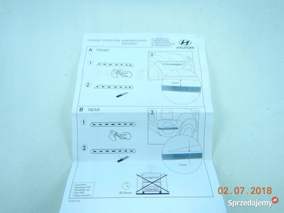 LISTWY ZDERZAKA HYUNDAI TUCSON 2004