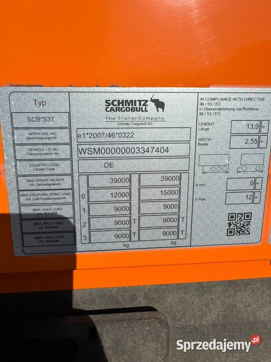 Schmitz Cargobull Model standard osie Schmitz wielkopolskie Wilczyna sprzedam
