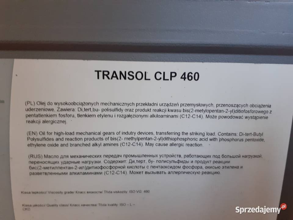 Olej do przekładni Orlen Transol CLP 460 Somonino