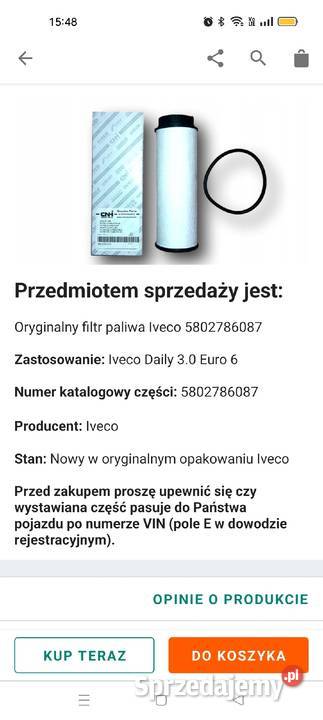 Filtr paliwa Iveco diesel euro 6 Katowice