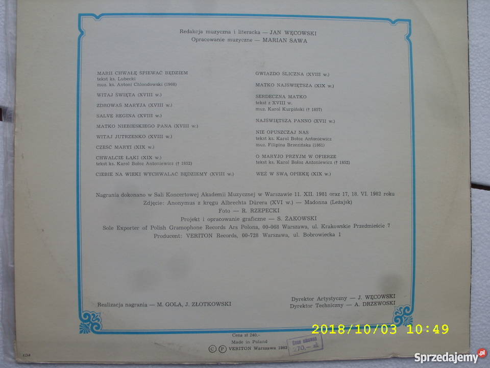 MARII CHWALE SPIEWAC BEDZIEM LP winyl