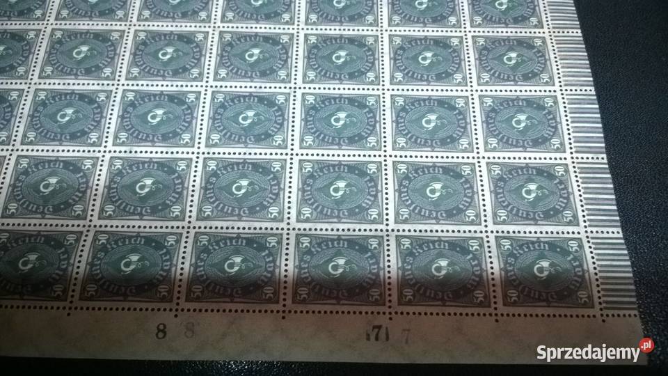 znaczki 50 Mark 1922 Deutsches Reich ARKUSZ 0186 mazowieckie Warszawa