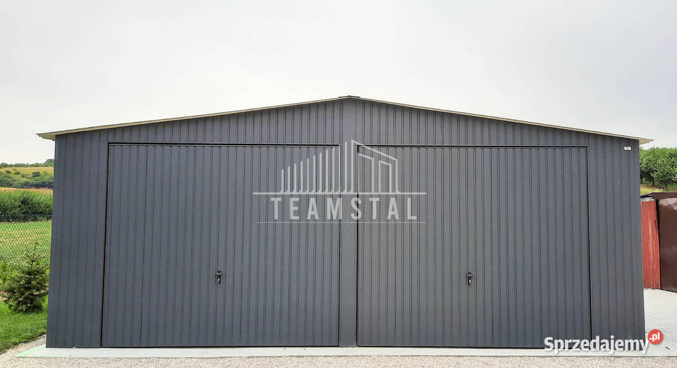 GARAŻ BLASZANY 7m x 7m pion dwuspad 2x Brama
