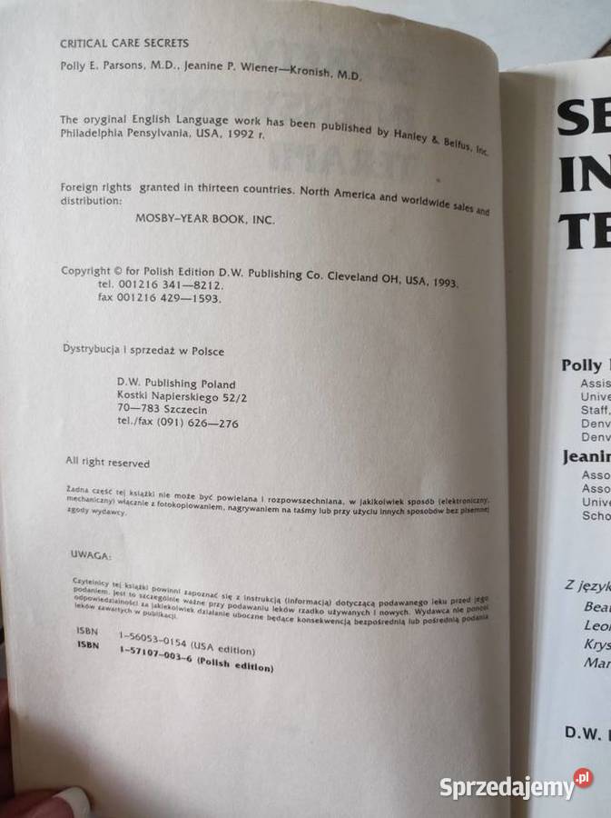 Sekrety intensywnej terapii Parsons Kielce