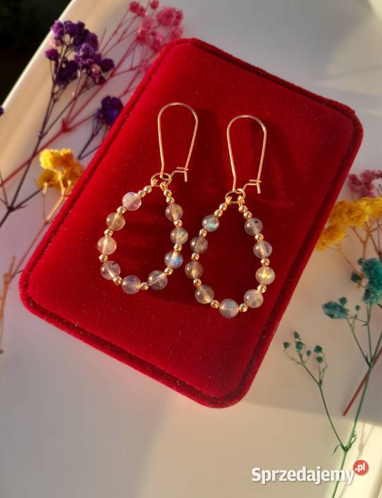 Kolczyki z kamienia naturalnego labradoryt mazowieckie Kozienice