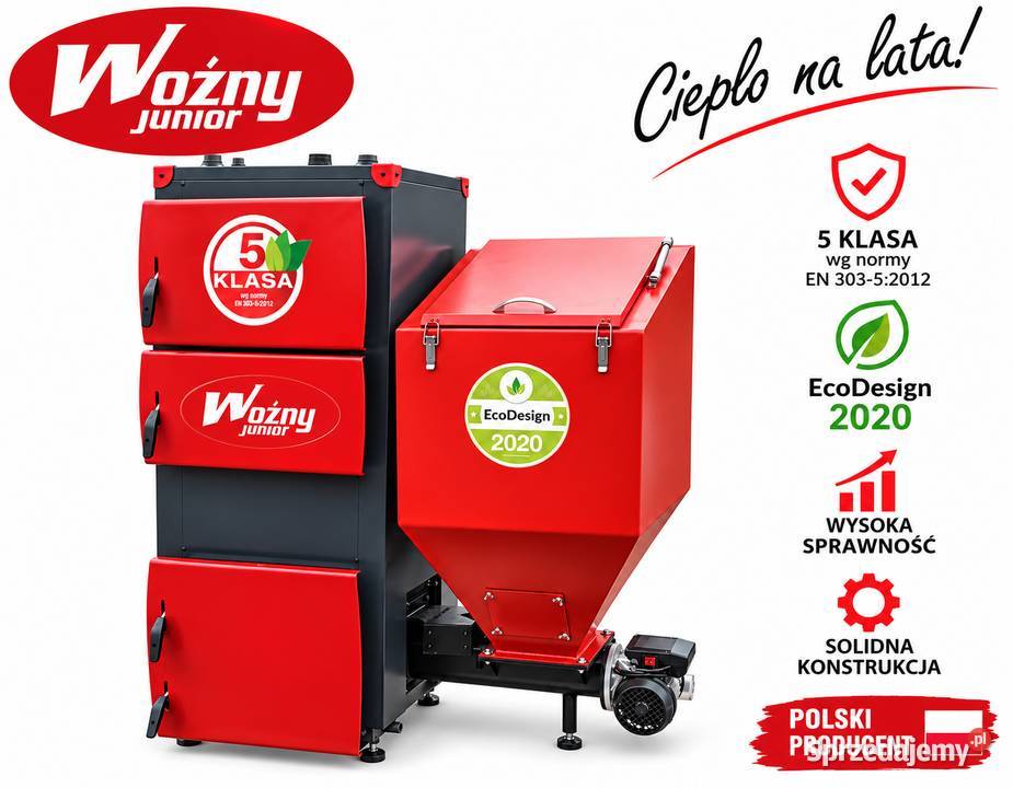 Piec kocioł c.o. 50kW na groszek 5 klasa ecodesign do 500m2 darmowa dostawa