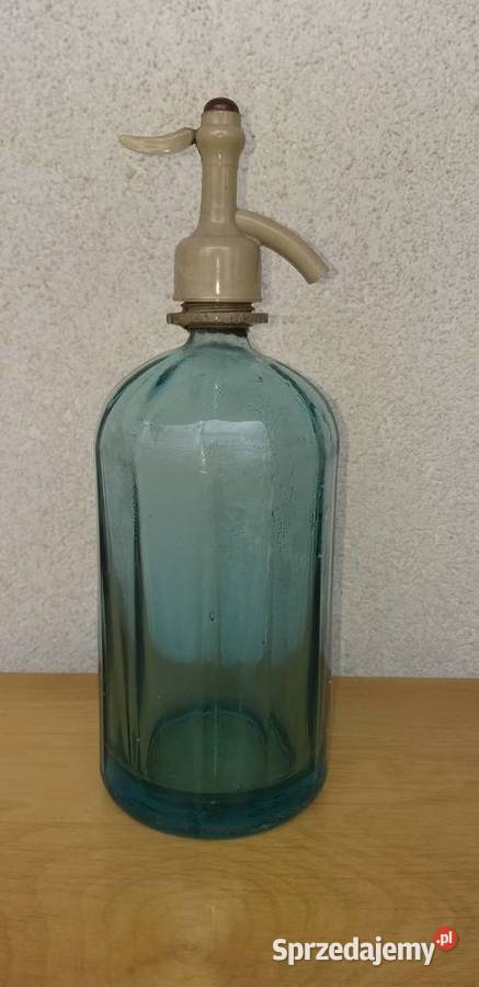 Szklany syfon do wody sodowej PRL Warszawa