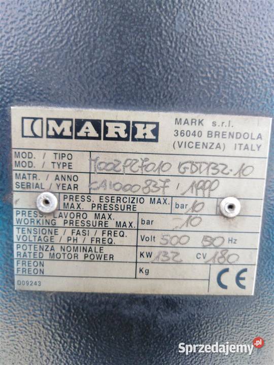 Sprężarka MARK GDT13210 132KW S010209 opolskie Wilków sprzedam