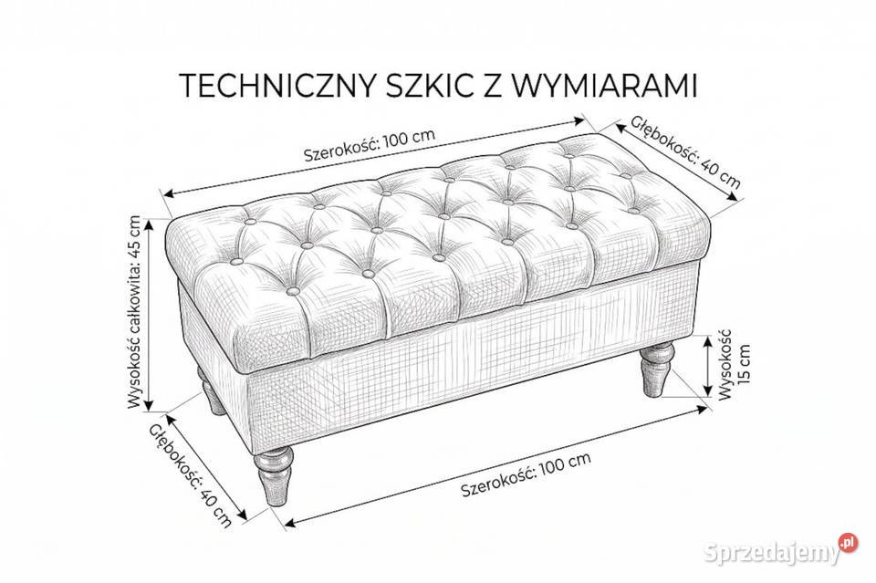 Pufa tapicerowana OLAF pikowana ze schowkiem 45cm warmińsko-mazurskie Ełk
