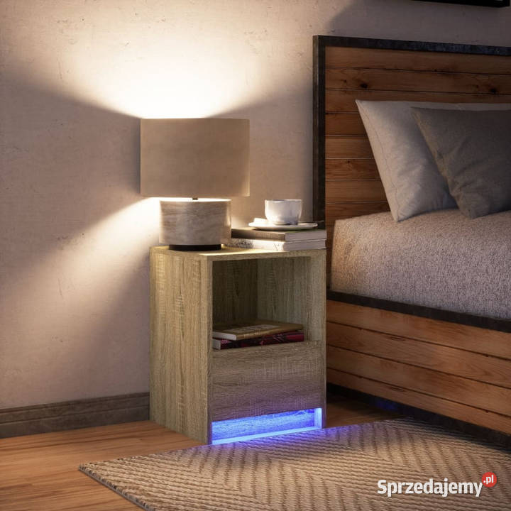 Szafka nocna z LED kolor dąb sonoma materiał Szafki Warszawa